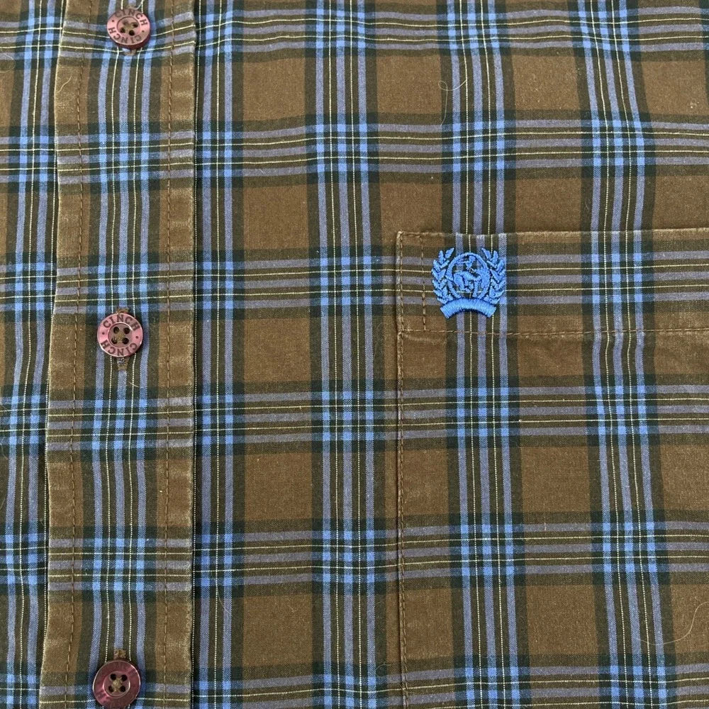 Cinch Button Down Shirt Mens M Brown Blue Plaid MTW1103151 Long Sleeve Pocket